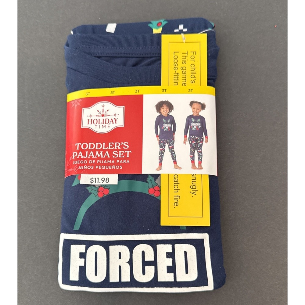 Holiday Time Navy Blue Unisex Kids Toddler New Christmas Pajamas Set‎ Size 3T
